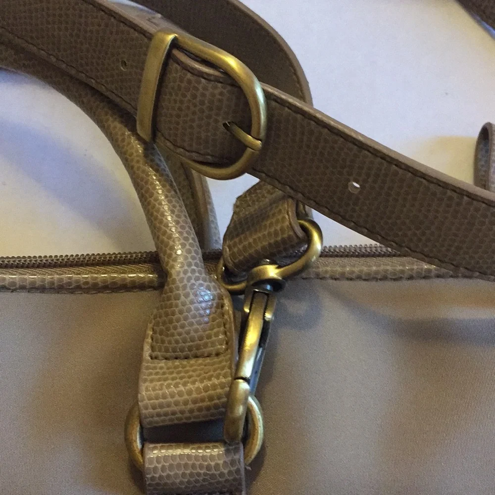 70s LAPTOP Briefcase Canvas Faux Lizard Pockets​ iPad Professional Office Tote